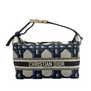 Dior Pouch Nomad Gray Dark Navy Cannage Leather Gray X Dark Navy X Navy